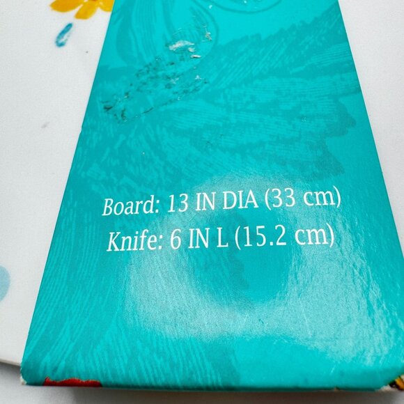 The Pioneer Woman Hostess Cheese Board With Knife 13" Dia Pink Floral New - Picture 5 of 7